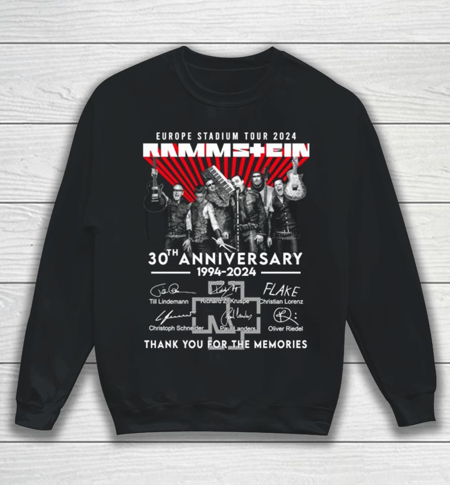 Europe Stadium Tour Rammstein 30Th Anniversary 1994 Thank You For The Memories Sweatshirt