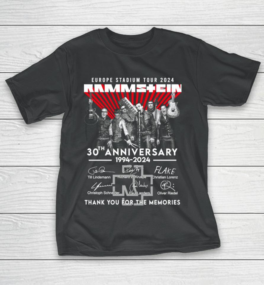 Europe Stadium Tour Rammstein 30Th Anniversary 1994 Thank You For The Memories T-Shirt