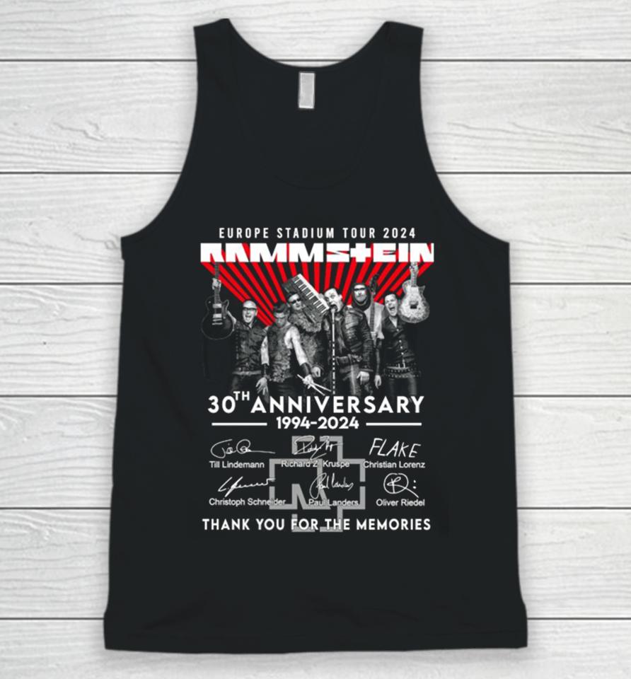 Europe Stadium Tour Rammstein 30Th Anniversary 1994 Thank You For The Memories Unisex Tank Top