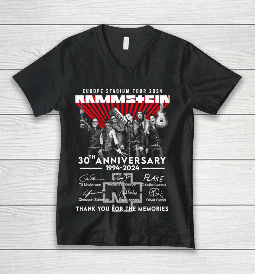 Europe Stadium Tour Rammstein 30Th Anniversary 1994 Thank You For The Memories Unisex V-Neck T-Shirt