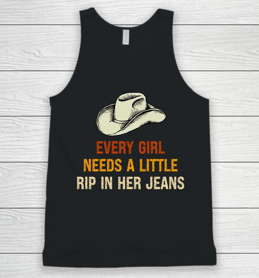 Every Girl Needs A Little Rip In Her Jeans Vintage Retro Unisex Tank Top