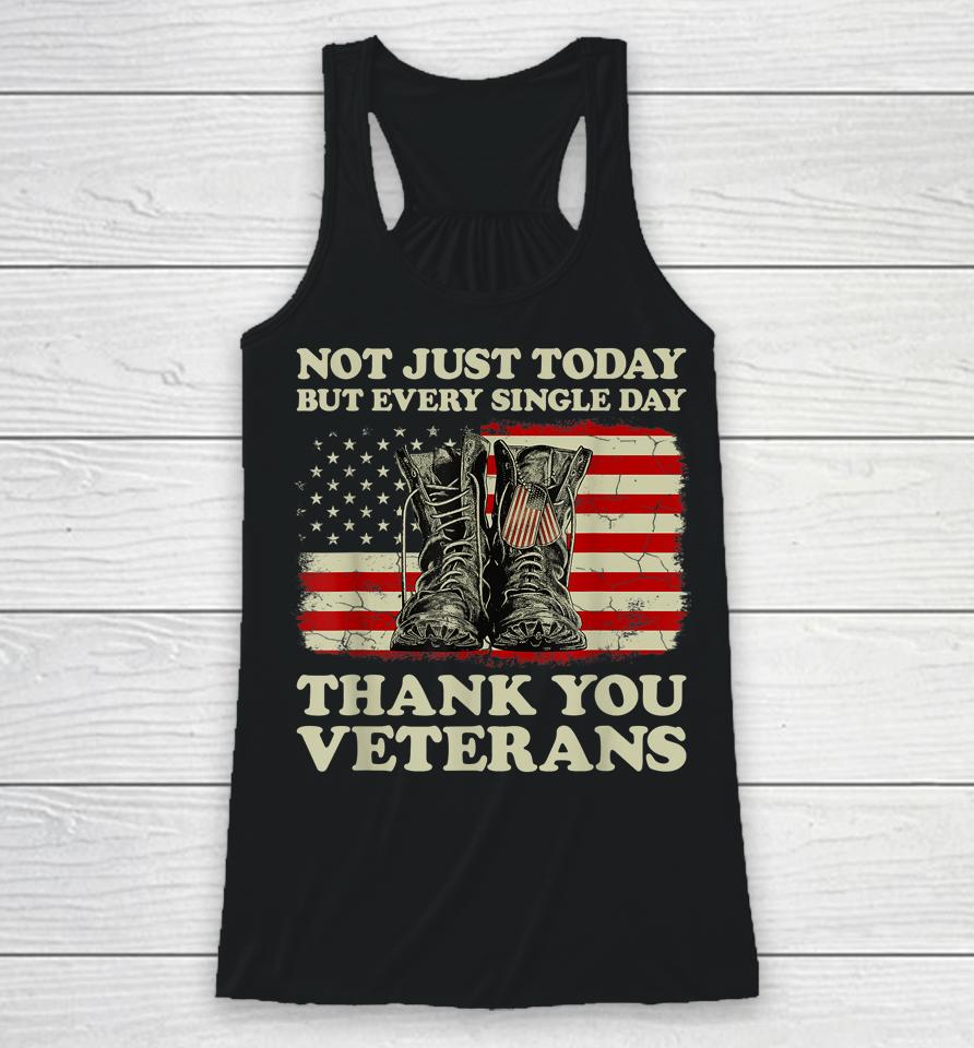 Every Single Day Thank You Veterans American Flag Veteran Racerback Tank