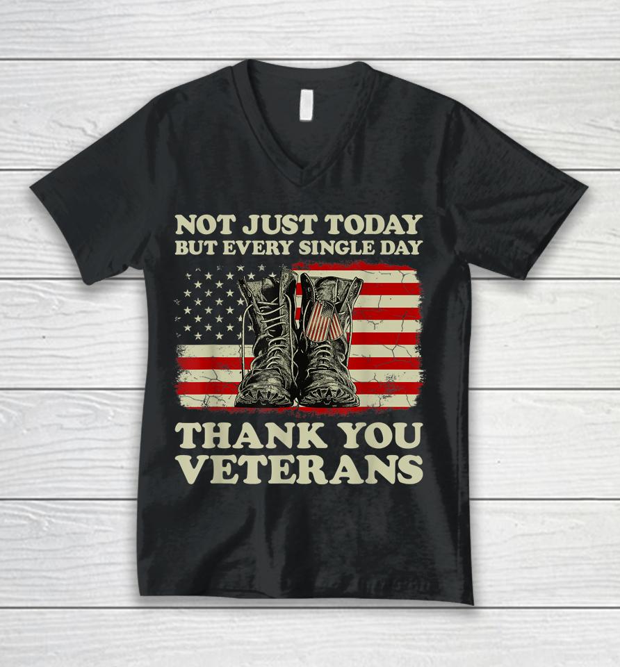 Every Single Day Thank You Veterans American Flag Veteran Unisex V-Neck T-Shirt