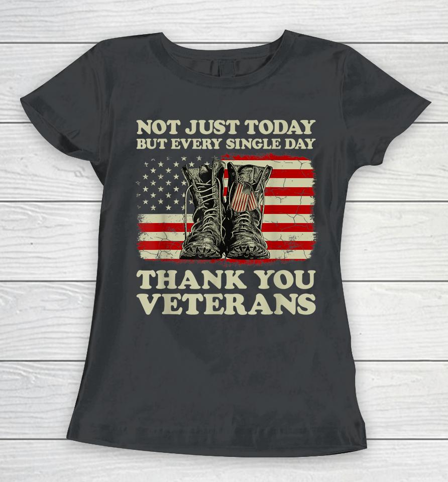 Every Single Day Thank You Veterans American Flag Veteran Women T-Shirt