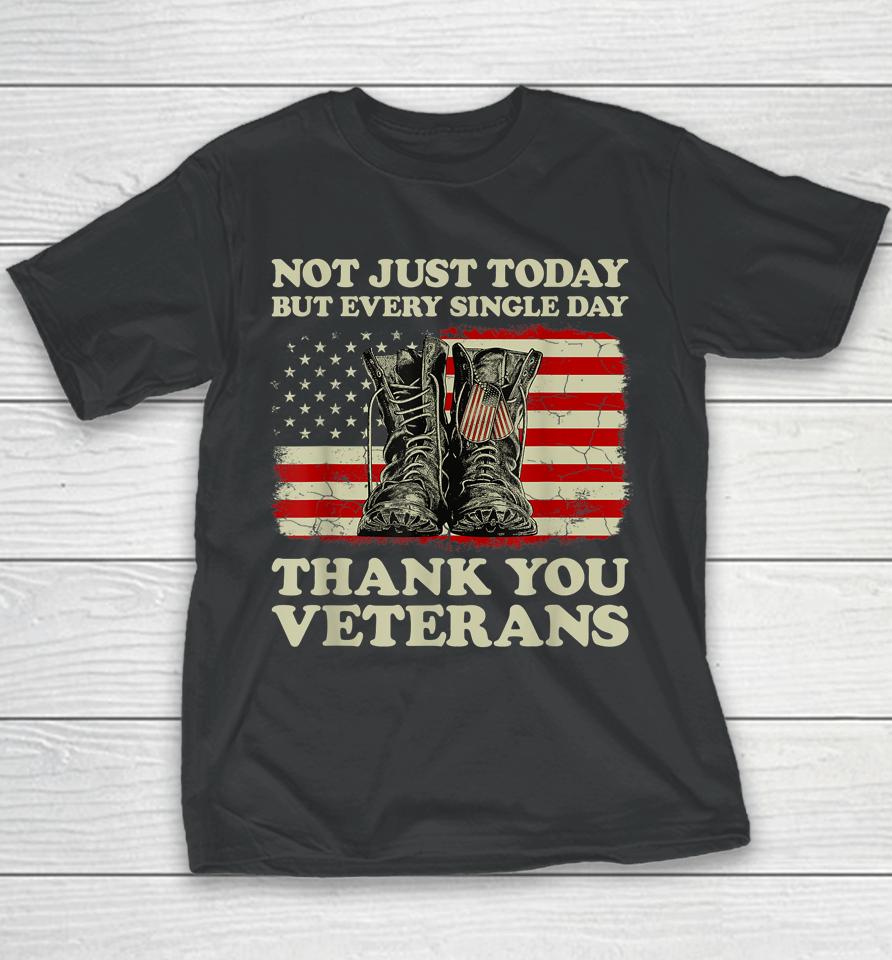 Every Single Day Thank You Veterans American Flag Veteran Youth T-Shirt
