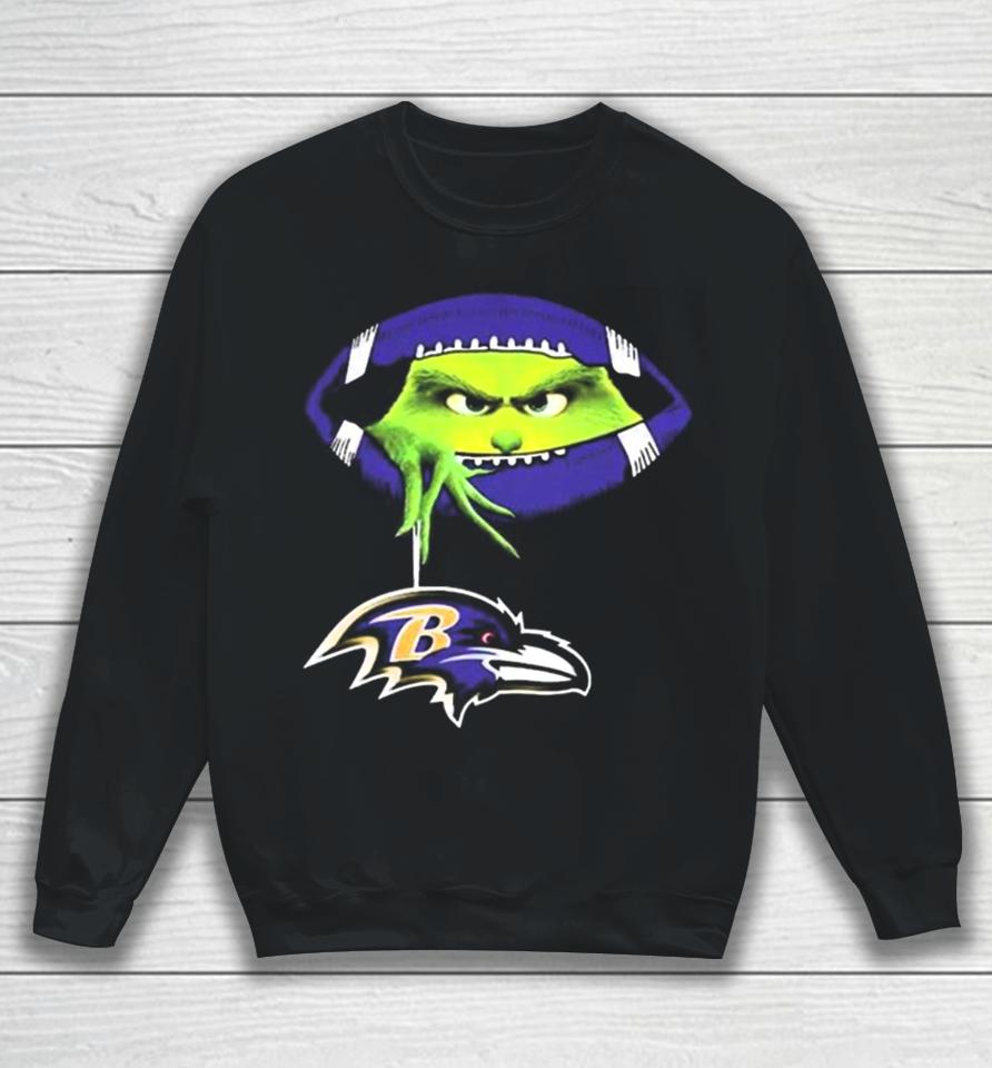 Ew People The Grinch Hold Baltimore Ravens Logo Sweatshirt