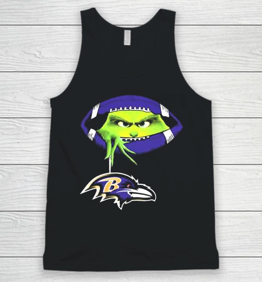 Ew People The Grinch Hold Baltimore Ravens Logo Unisex Tank Top