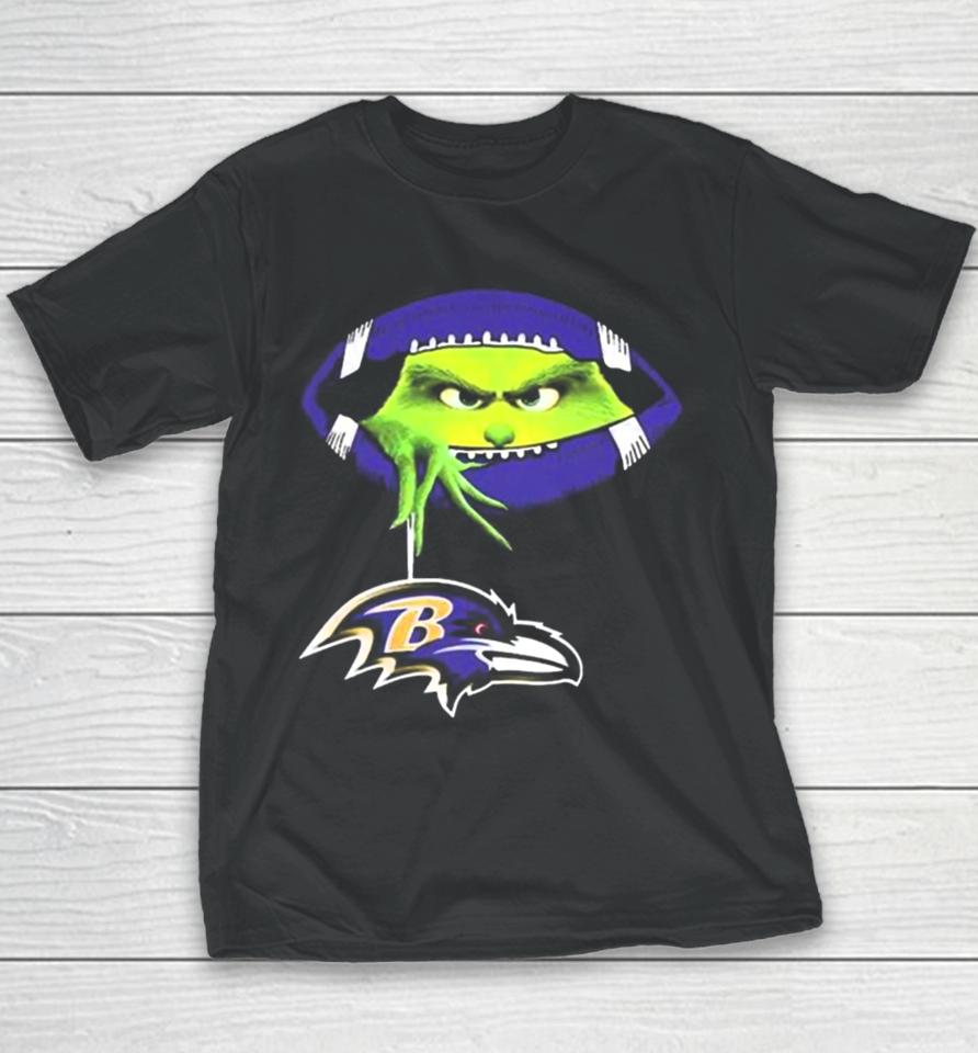 Ew People The Grinch Hold Baltimore Ravens Logo Youth T-Shirt