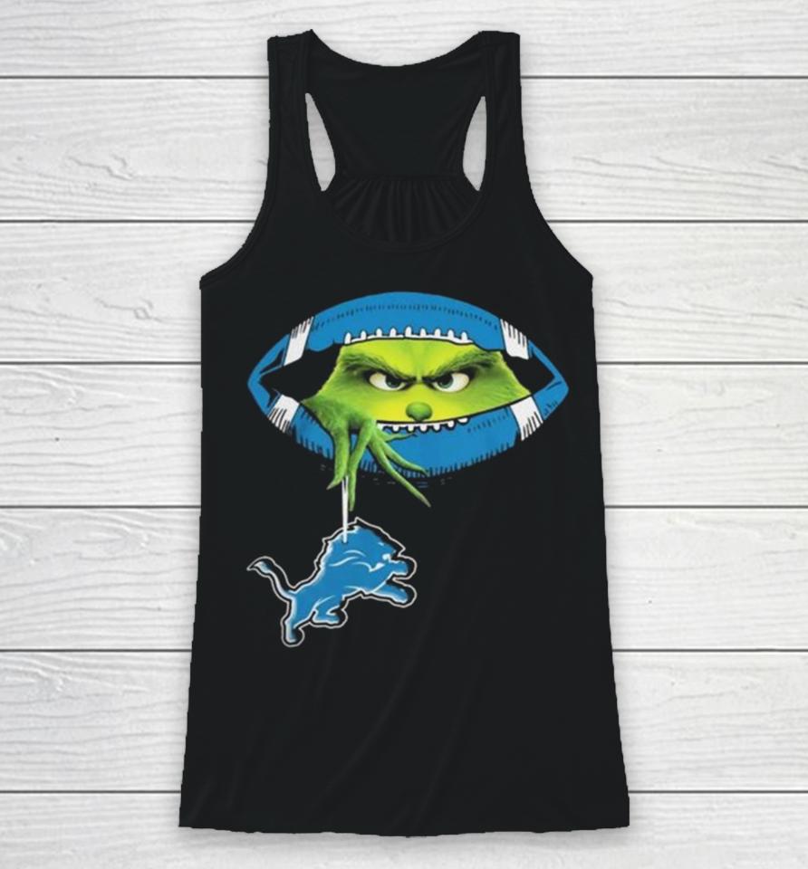 Ew, People The Grinch Hold Detroit Lions Logo Racerback Tank