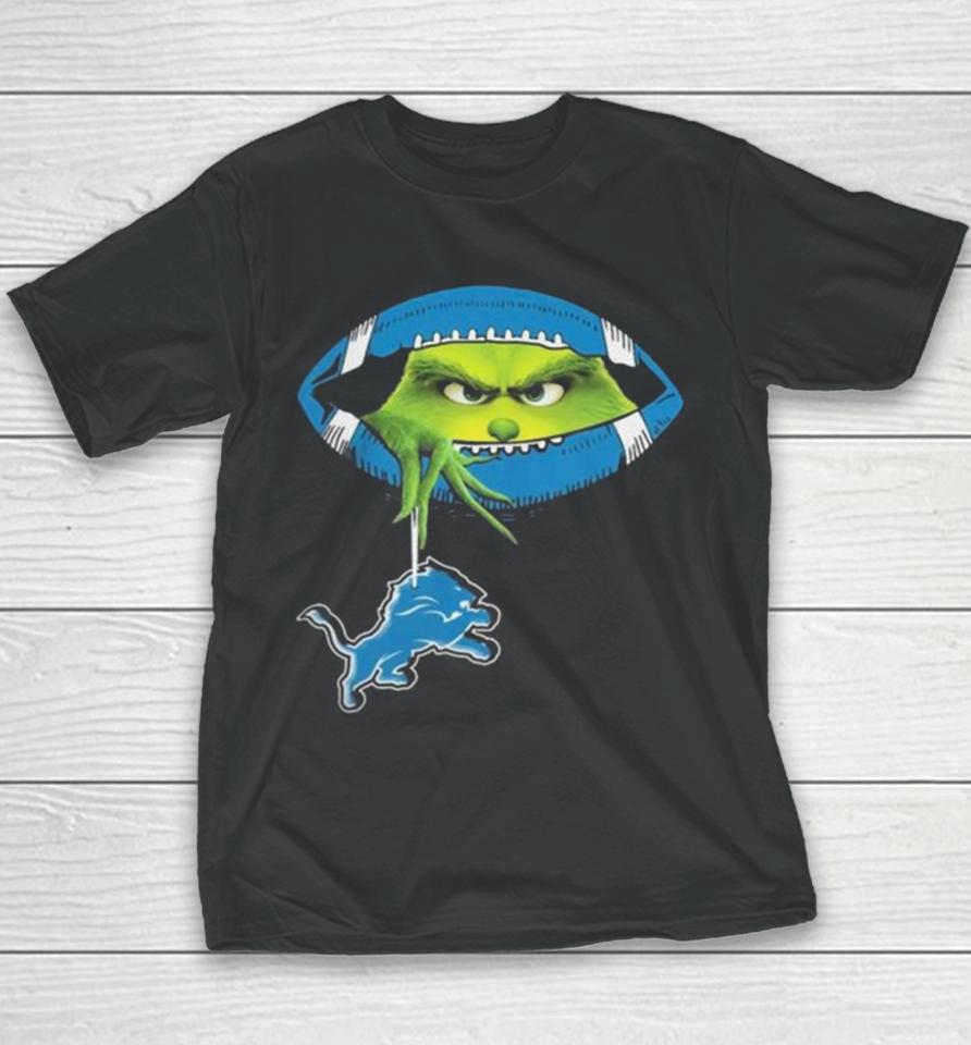 Ew, People The Grinch Hold Detroit Lions Logo Youth T-Shirt