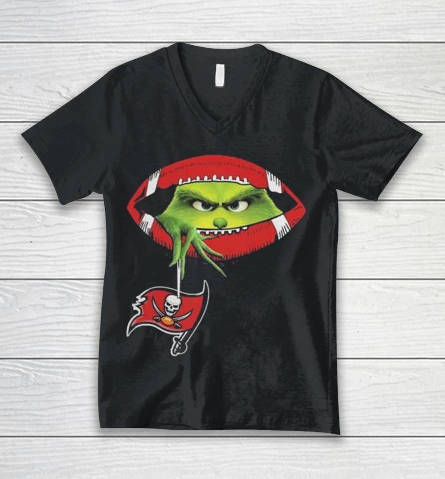 Ew People The Grinch Hold Tampa Bay Buccaneers Logo Unisex V-Neck T-Shirt