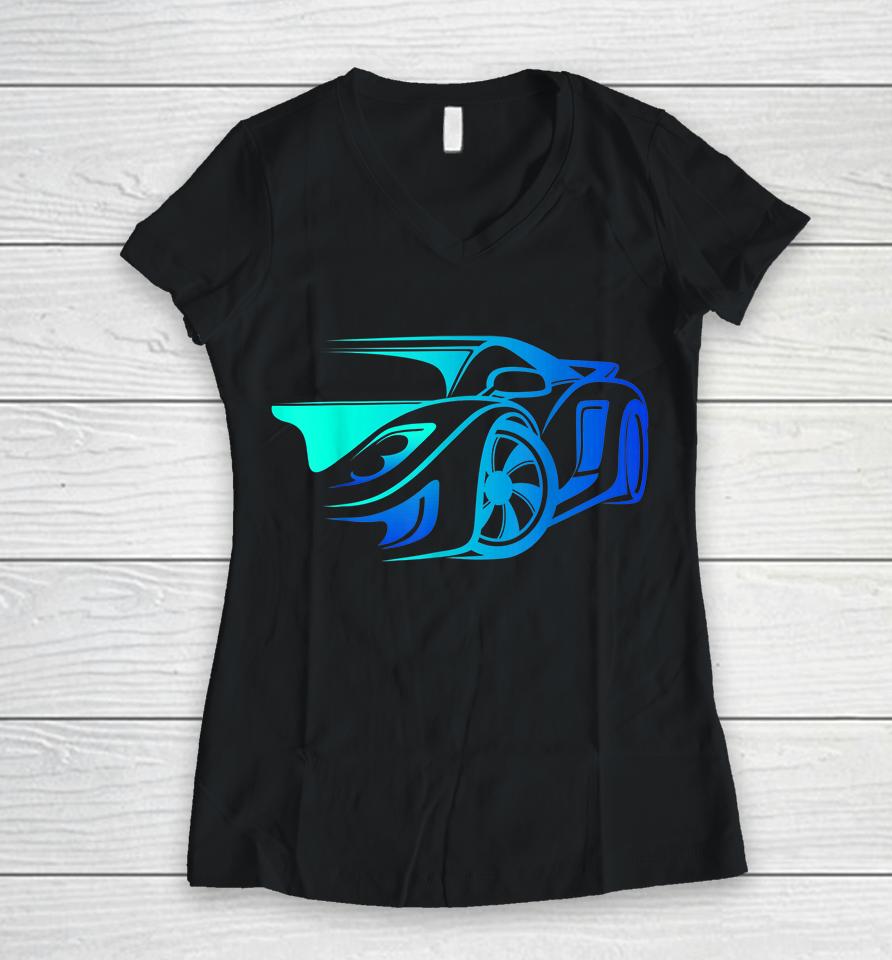 Exotic Car Supercharge Turbo Sports Car Women V-Neck T-Shirt