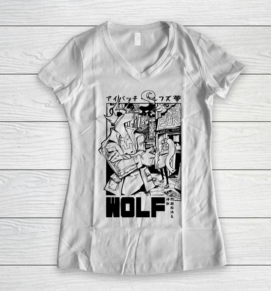 Eyepatch Wolves Wolf Women V-Neck T-Shirt