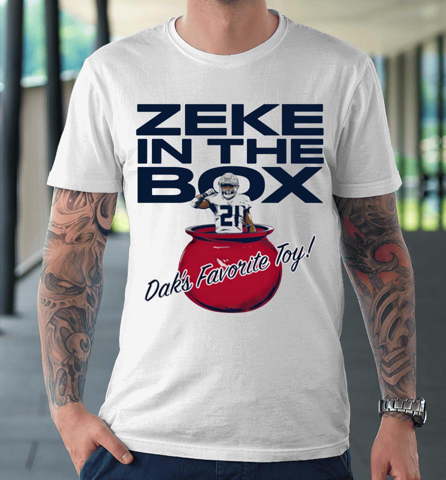 Ezekiel Elliott And Dak Prescott Zeke In The Box Dak's Favorite Toy Premium T-Shirt