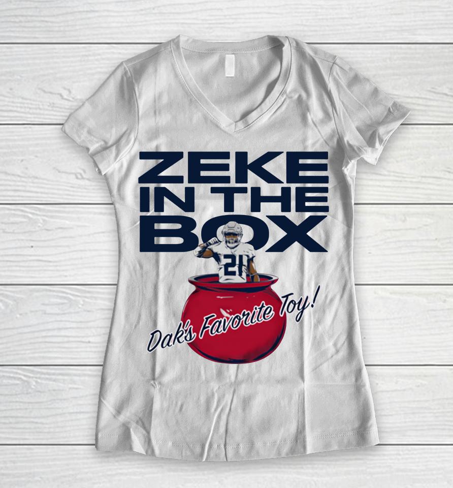 Ezekiel Elliott And Dak Prescott Zeke In The Box Women V-Neck T-Shirt