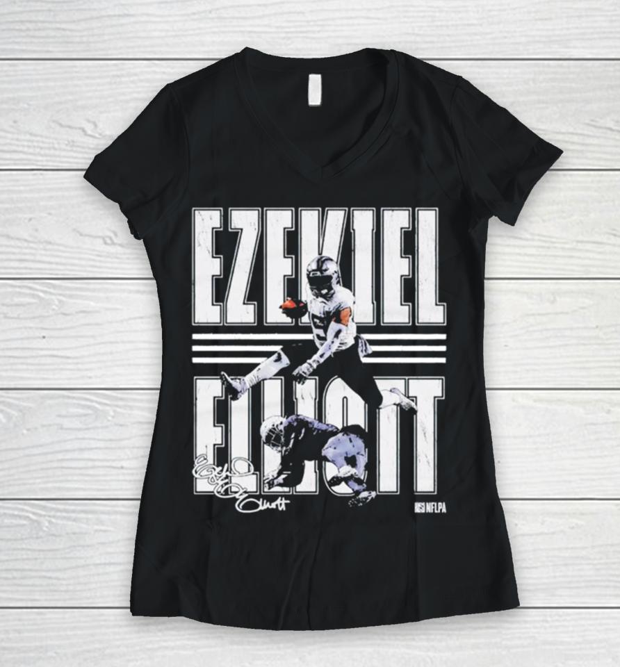 Ezekiel Elliott New England Hurdle Women V-Neck T-Shirt
