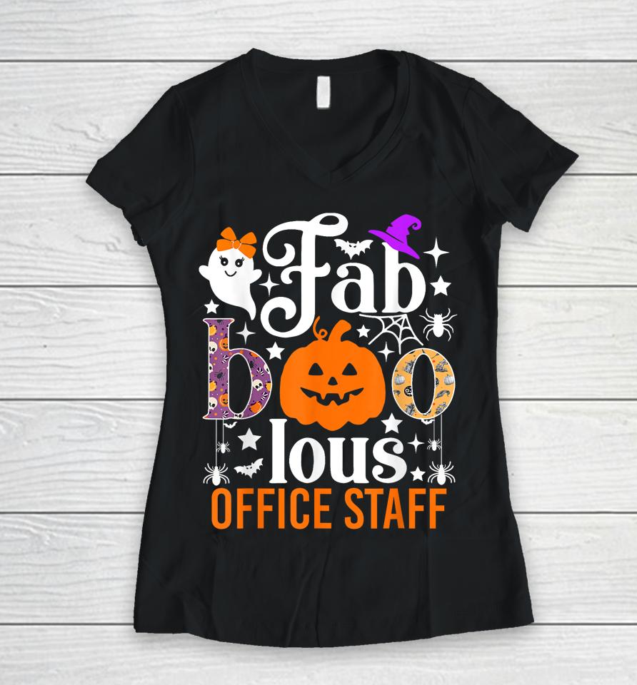 Fab Boo Lous Office Staff Women V-Neck T-Shirt