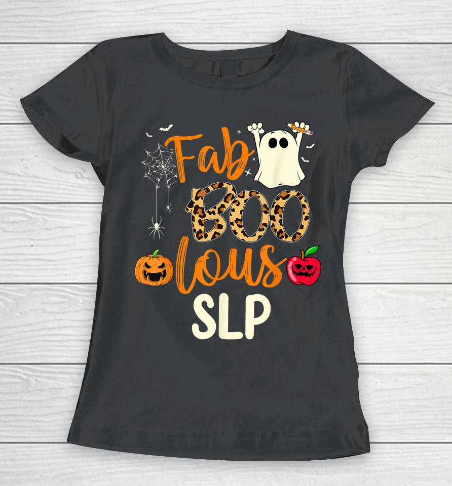 Fab Boo Lous Slp Leopard Spooky Halloween Women T-Shirt