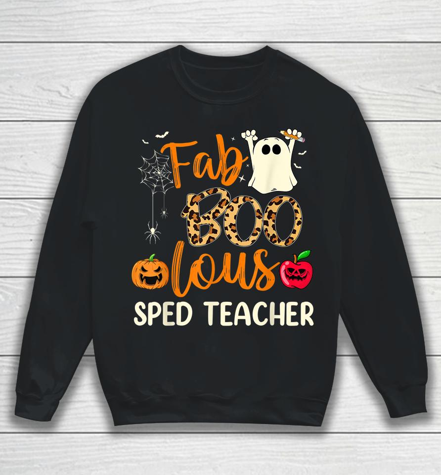Fab Boo Lous Sped Teacher Leopard Spooky Halloween Sweatshirt