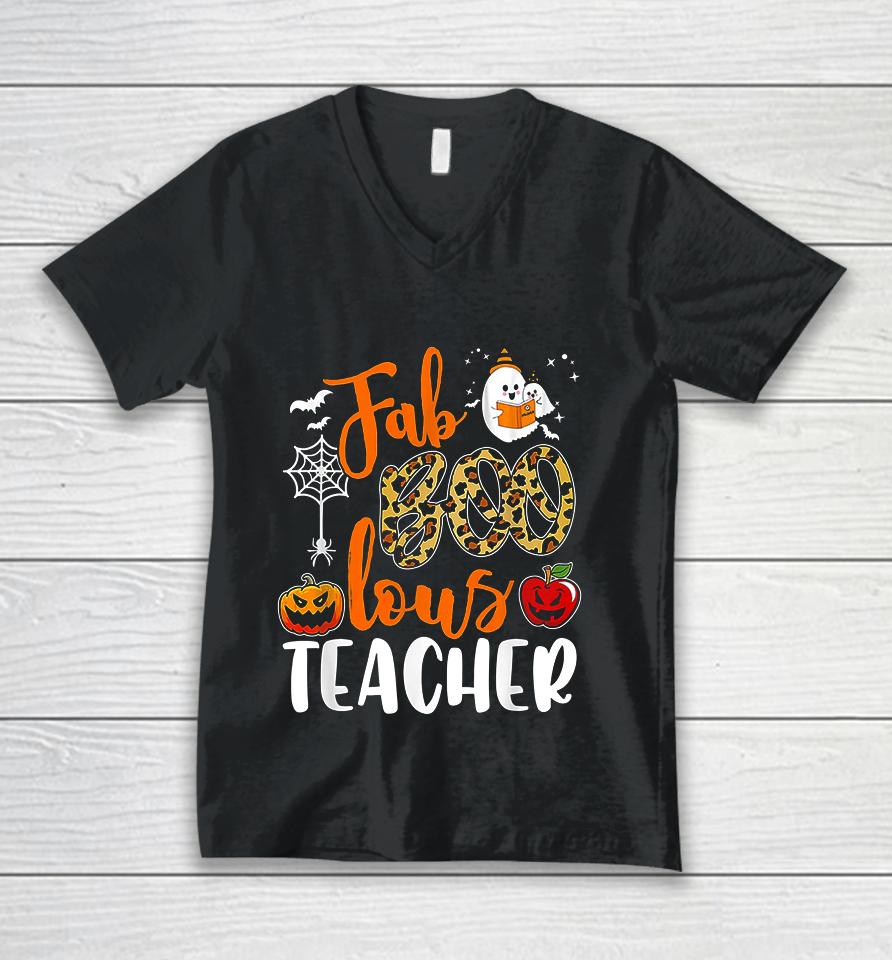Fab Boo Lous Teacher Funny Boo Ghost Halloween Gift Unisex V-Neck T-Shirt