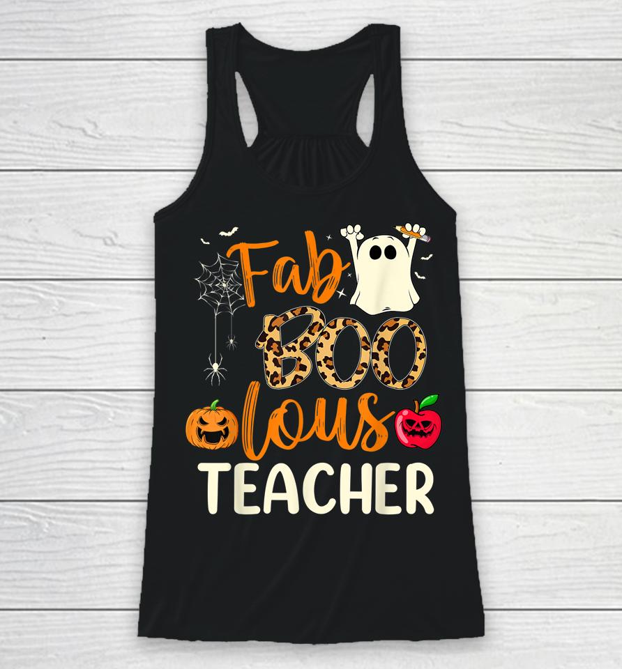 Fab Boo Lous Teacher Leopard Spooky Halloween Racerback Tank