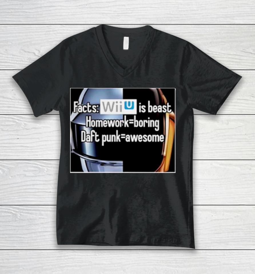 Facts Wii Is Best Homework Boring Daft Punk Unisex V-Neck T-Shirt