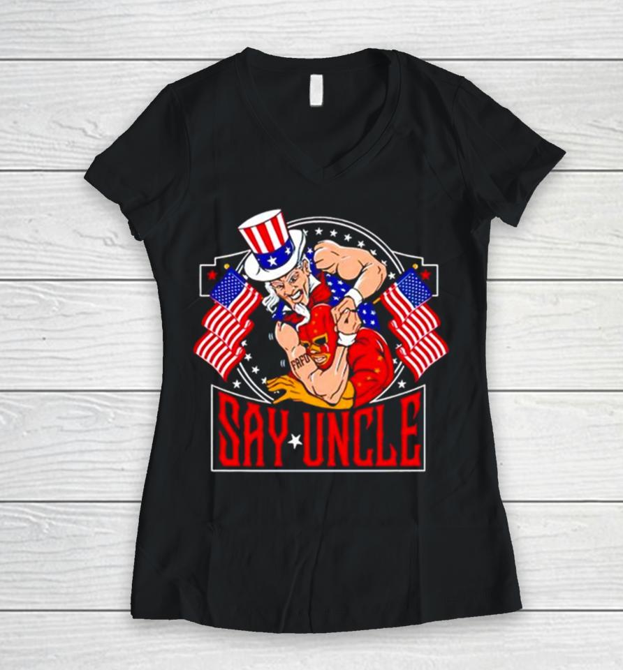 Fafo Say Uncle Women V-Neck T-Shirt