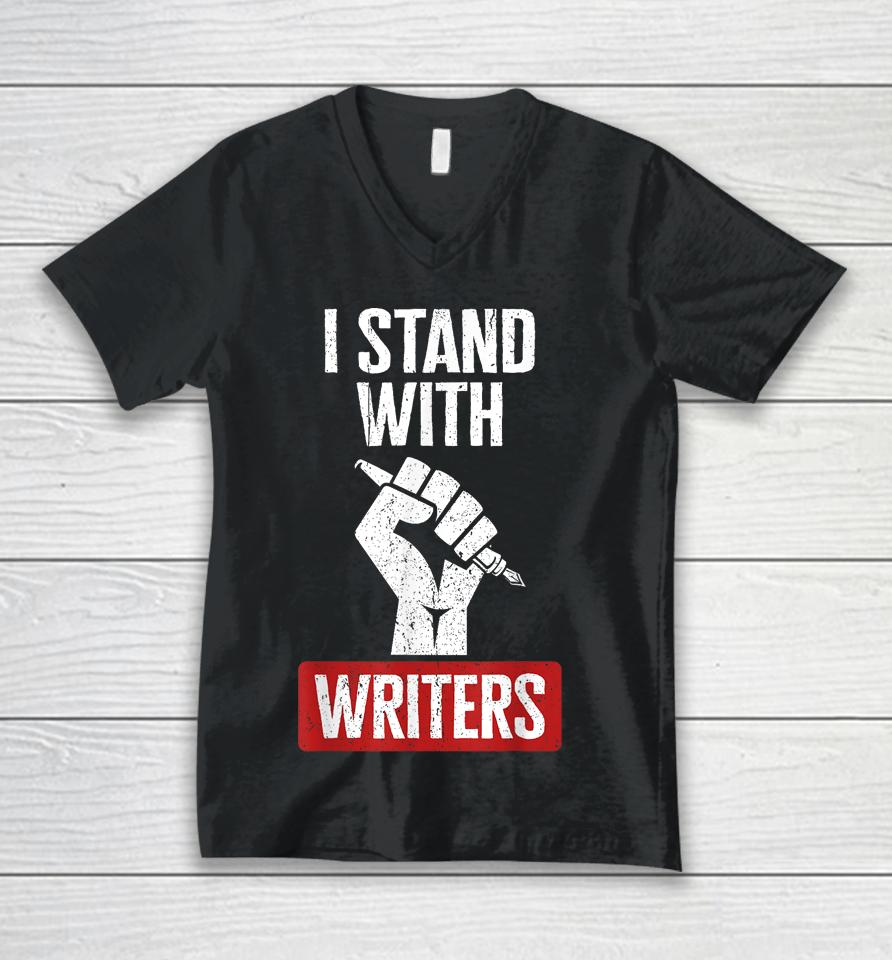 Fair Wages I Stand With Writers Guild Of America Wga Strike Unisex V-Neck T-Shirt