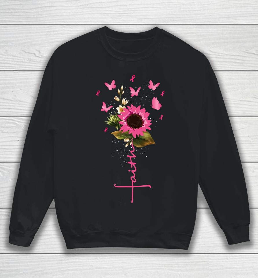 Faith Cross Breast Cancer Awareness Christian Gift Sweatshirt