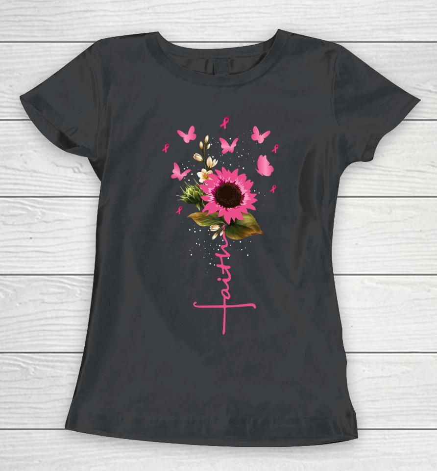Faith Cross Breast Cancer Awareness Christian Gift Women T-Shirt