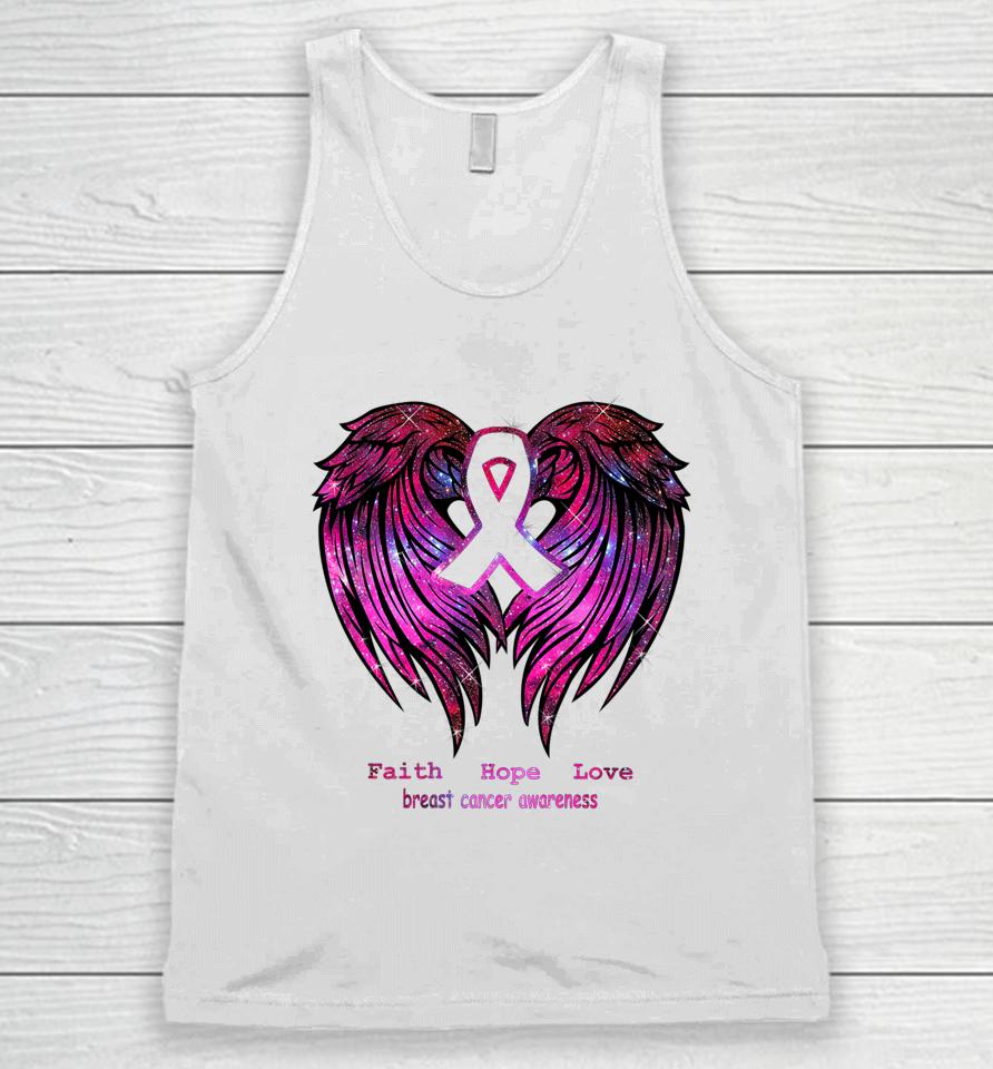 Faith Hope Love Breast Cancer Awareness Pink Wings Back Unisex Tank Top