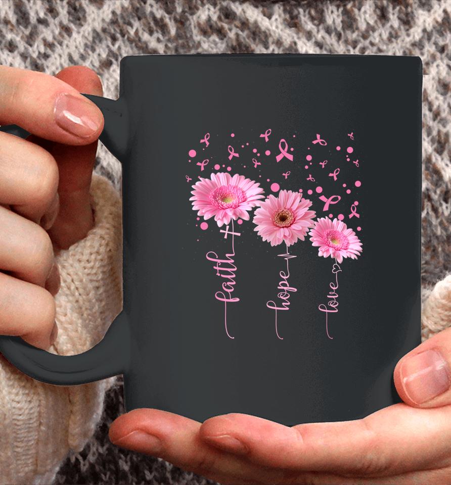 Faith Hope Love Daisy Pink Ribbon Breast Cancer Awareness Coffee Mug