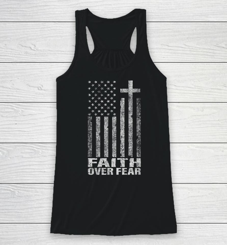 Faith Over Fear Christian Flag Cross Racerback Tank