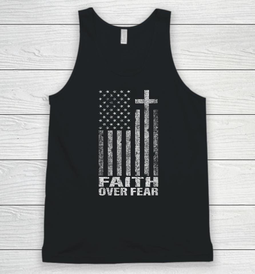 Faith Over Fear Christian Flag Cross Unisex Tank Top