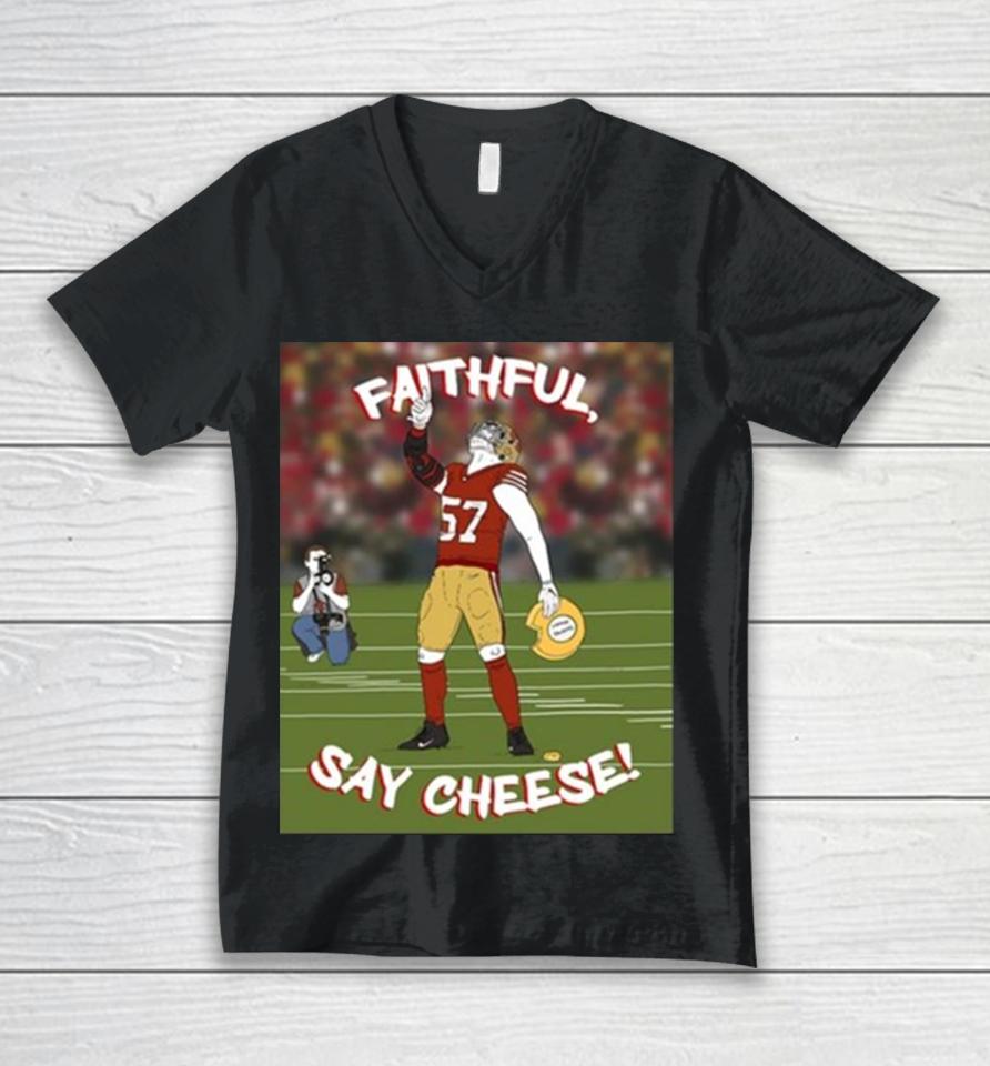 Faithfull, Say Cheese Unisex V-Neck T-Shirt
