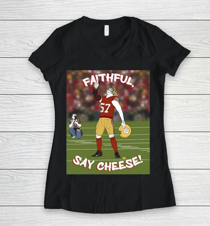 Faithfull, Say Cheese Women V-Neck T-Shirt
