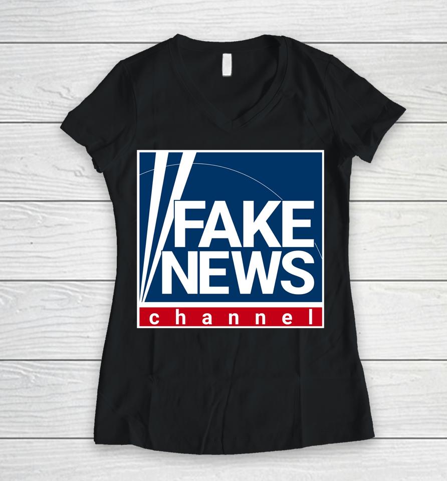 Fake News Channel Women V-Neck T-Shirt