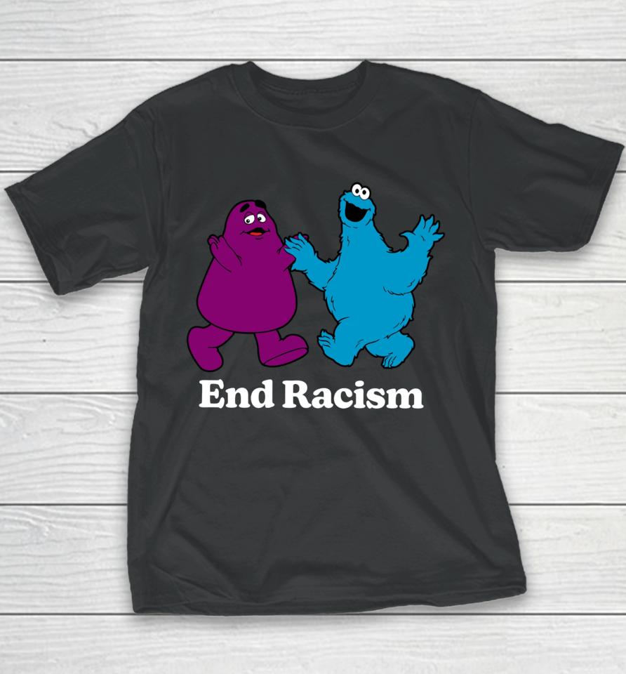 Fakehandshake End Racism Grimace And Cookie Monster Youth T-Shirt