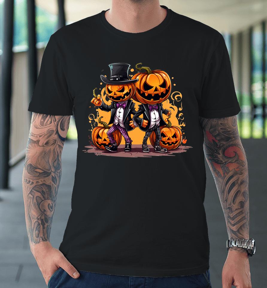 Fall Autumn Halloween Jack O Lantern Funny Pumpkins In Suits Premium T-Shirt