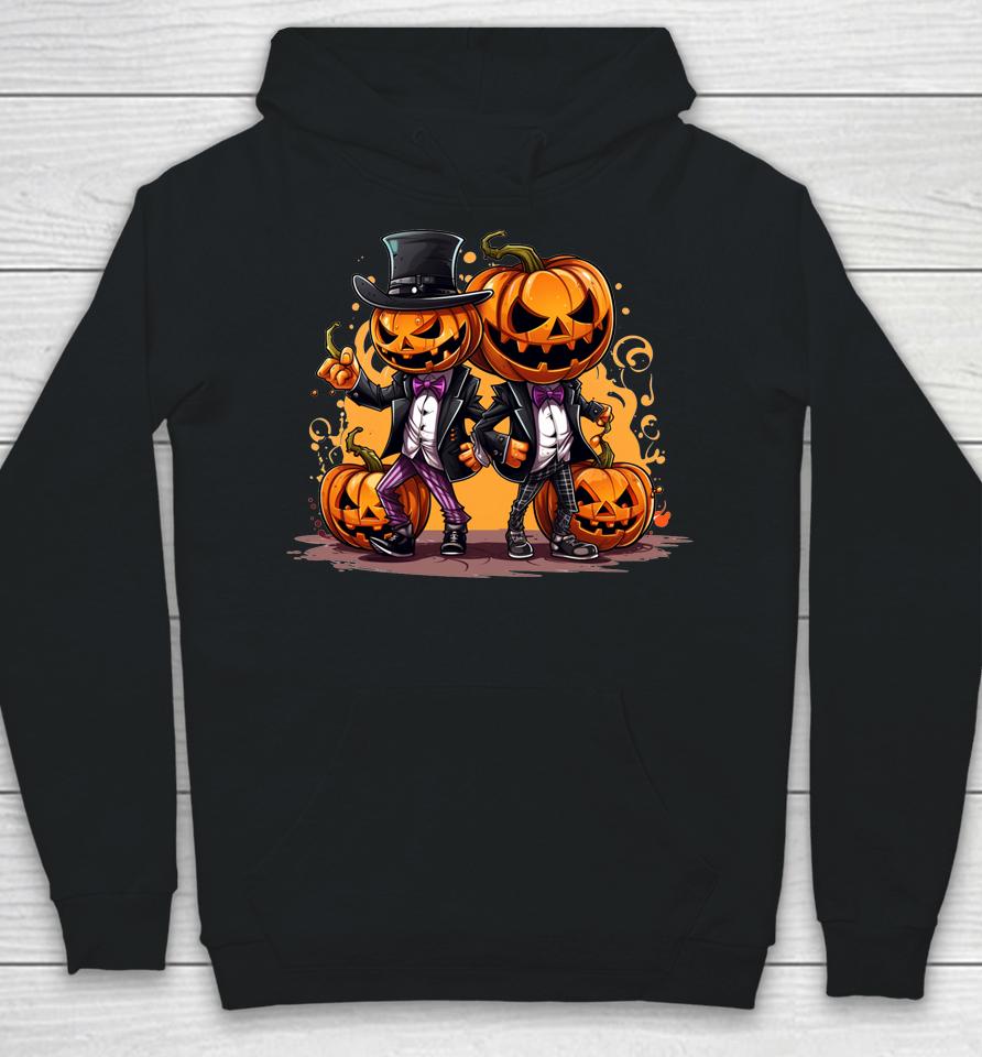 Fall Autumn Halloween Jack O Lantern Funny Pumpkins In Suits Hoodie