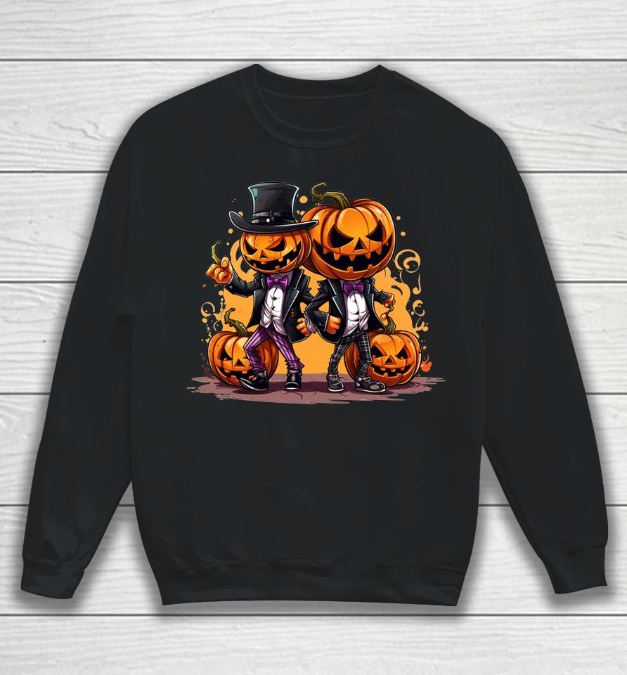 Fall Autumn Halloween Jack O Lantern Funny Pumpkins In Suits Sweatshirt
