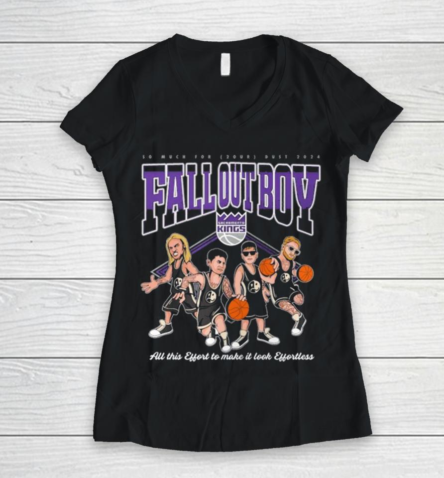 Fall Out Boy Sacramento Kings Caricature Women V-Neck T-Shirt