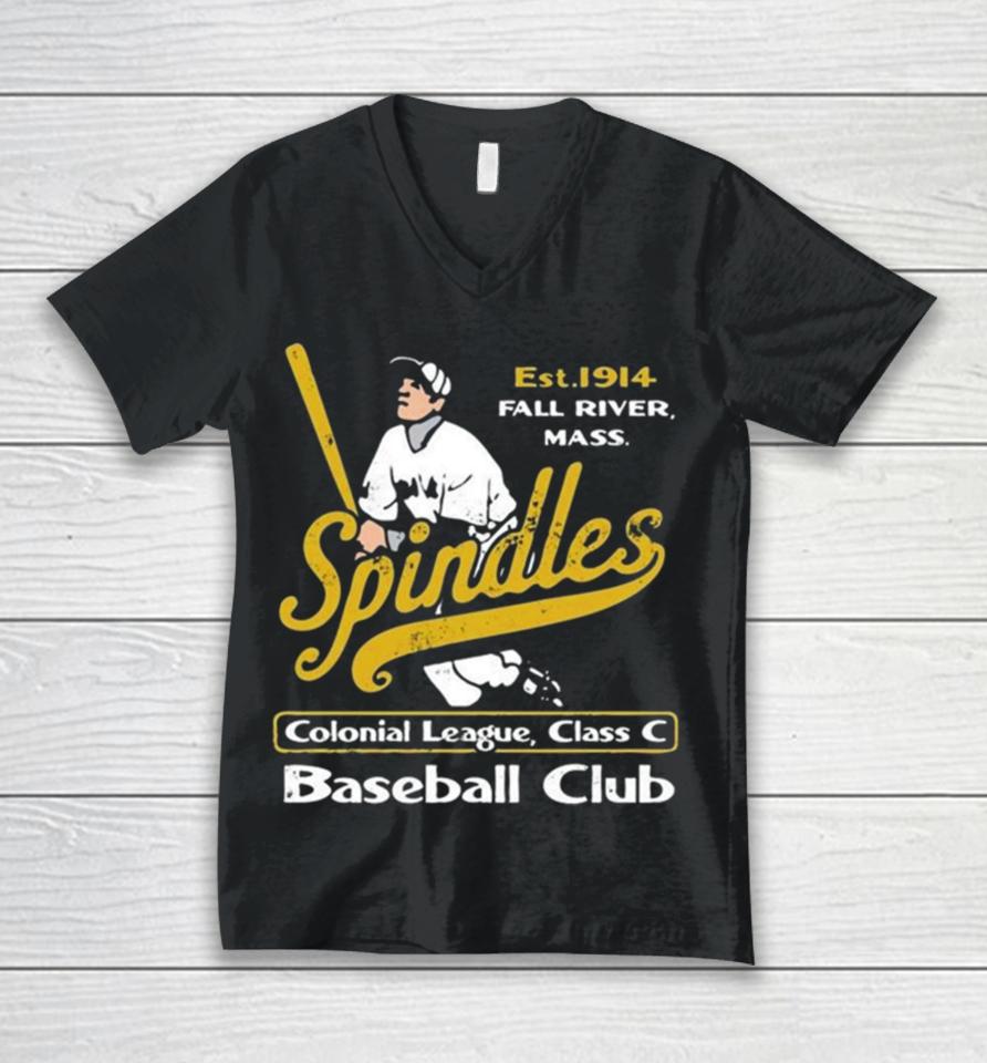 Fall River Spindles Massachusetts Vintage Defunct Baseball Teams Unisex V-Neck T-Shirt