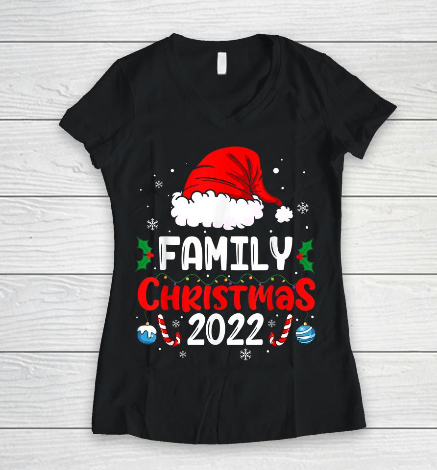 Family Christmas 2022 Matching Shirt Santa Elf Squad Women V-Neck T-Shirt