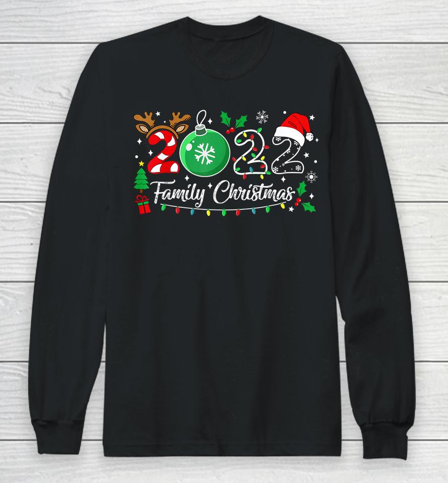 Family Christmas 2022 Merry Xmas Ball Light Garden Reindeer Long Sleeve T-Shirt