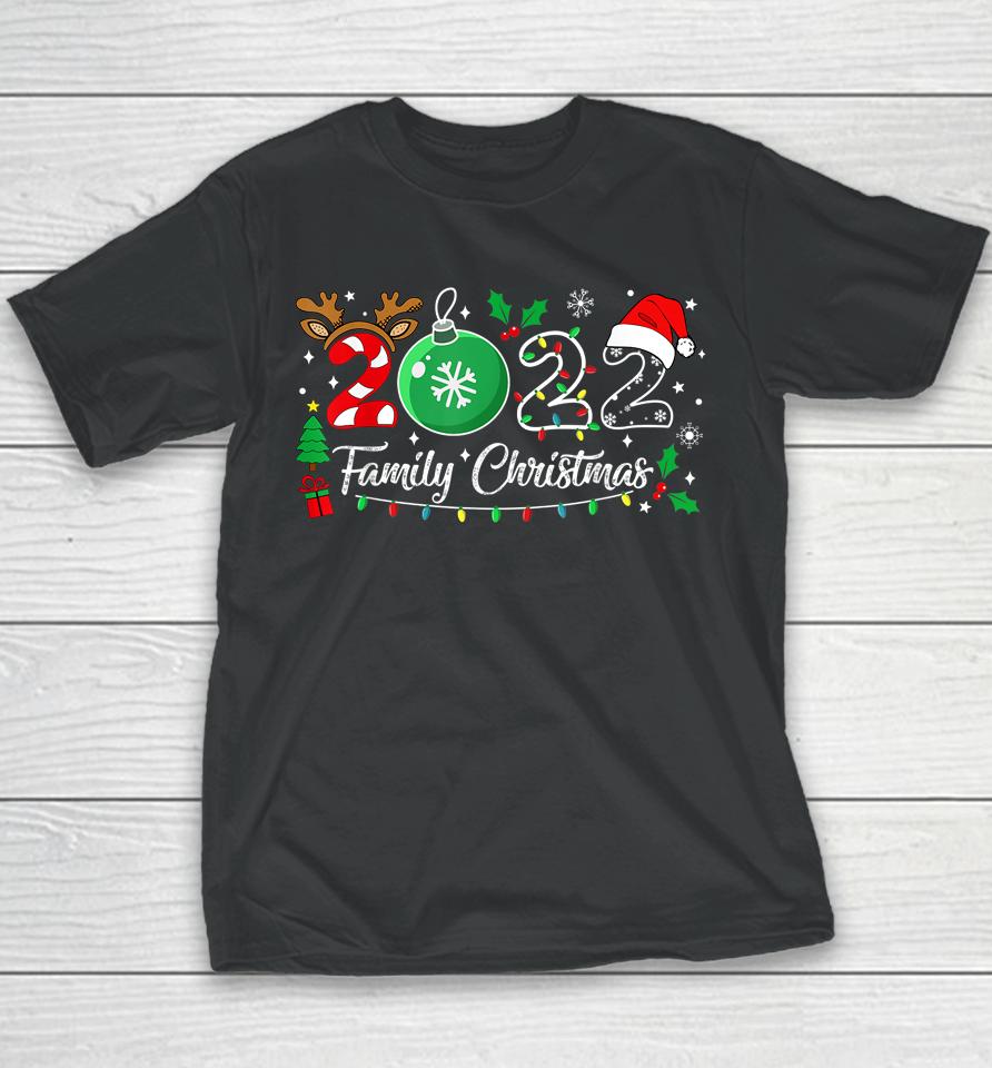 Family Christmas 2022 Merry Xmas Ball Light Garden Reindeer Youth T-Shirt