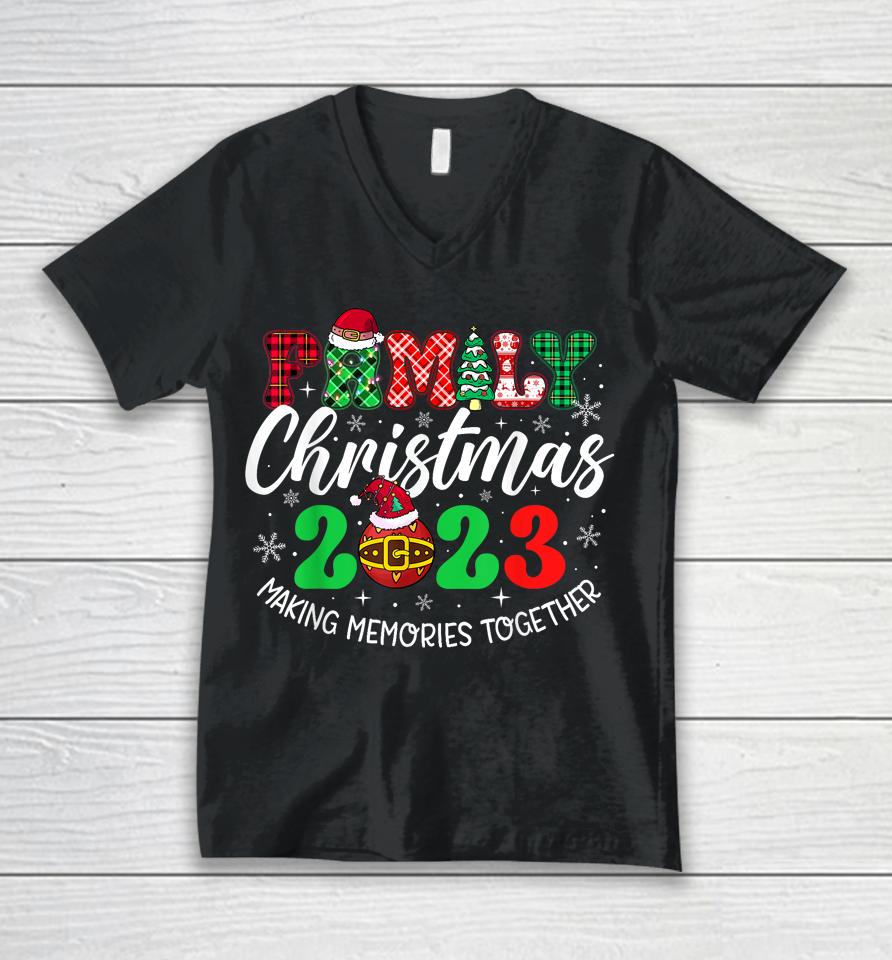 Family Christmas 2023 Matching Squad Santa Elf Funny Xmas Unisex V-Neck T-Shirt