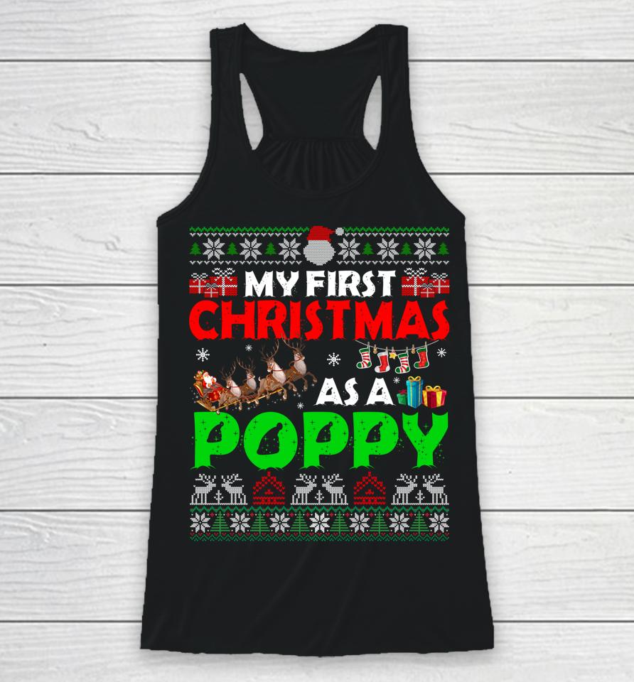Family My 1St Christmas As A Poppy Ugly Xmas Sweater Racerback Tank