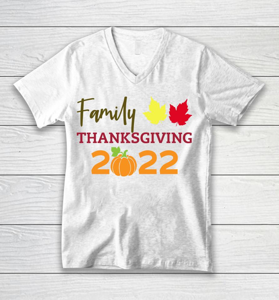 Family Thanksgiving 2022 Matching Fall Turkey Autumn Pumpkin Unisex V-Neck T-Shirt