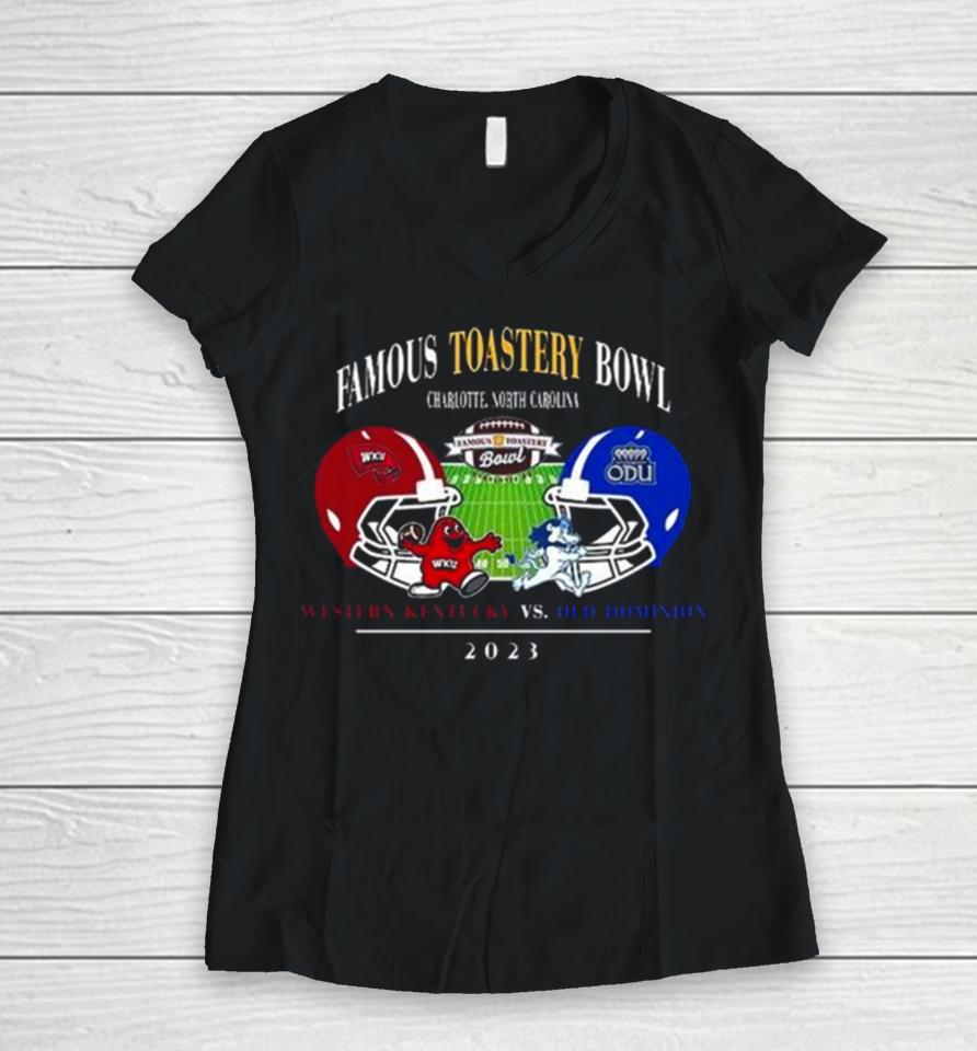 Famous Toastery Bowl Season 2023 2024 Old Dominion Vs Western Kentucky At Jerry Richards Stadium College Football Bowl Games Women V-Neck T-Shirt
